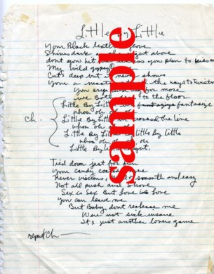 Handwritten Lyrics, Little by Little Alice Cooper